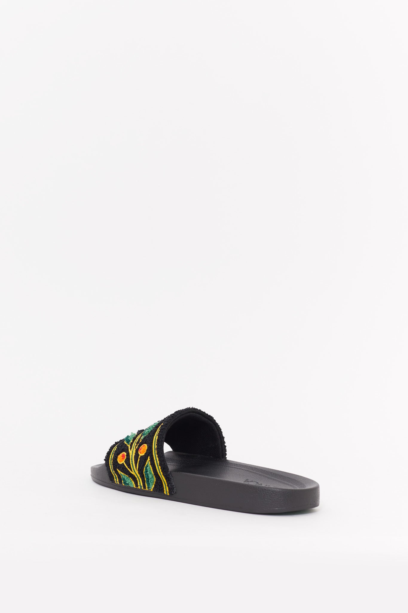 CASABLANCA BLACK EMBROIDERED TERRY SLIDES