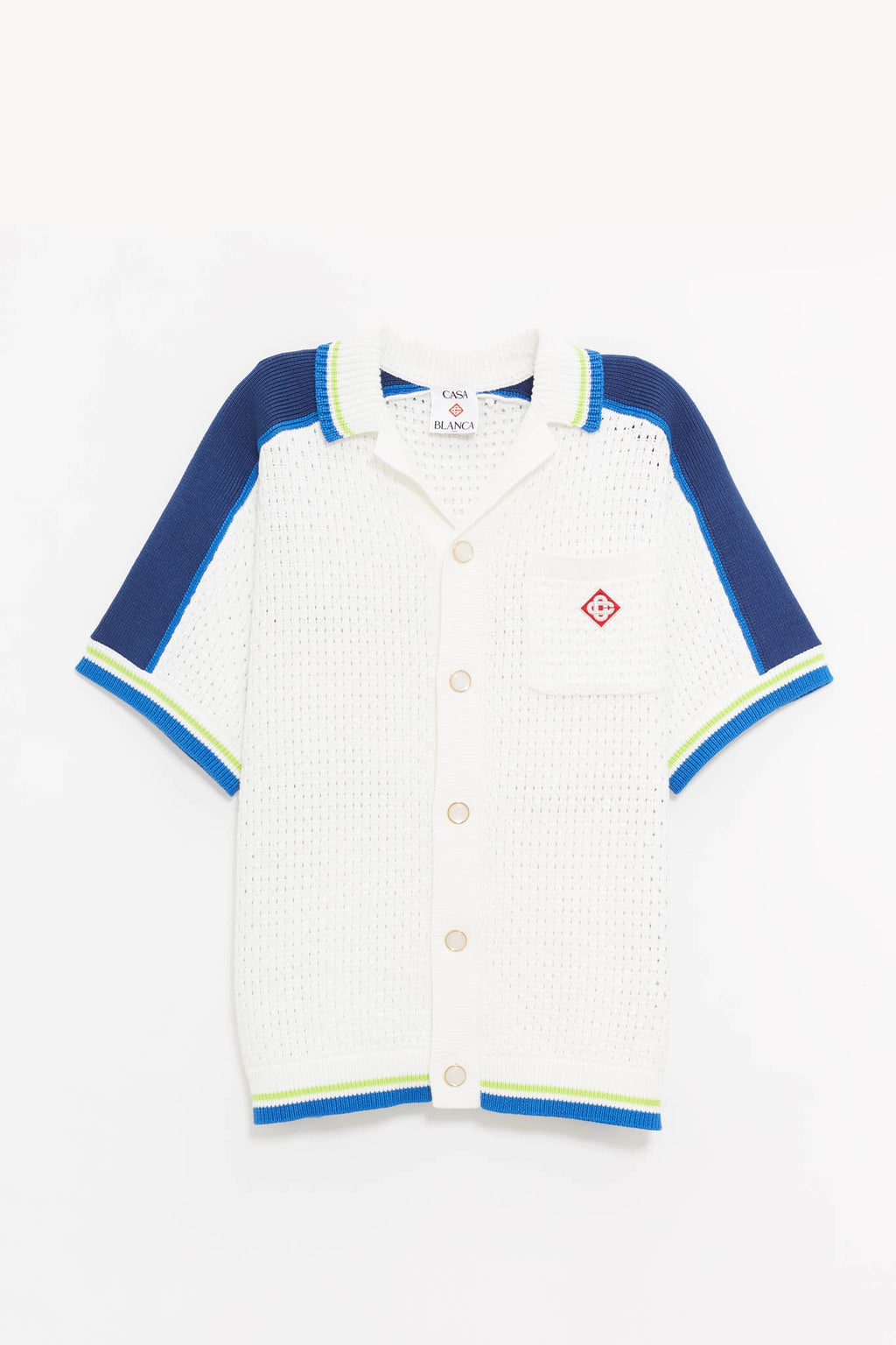 CASABLANCA WHITE BLUE CROCHET SHIRT