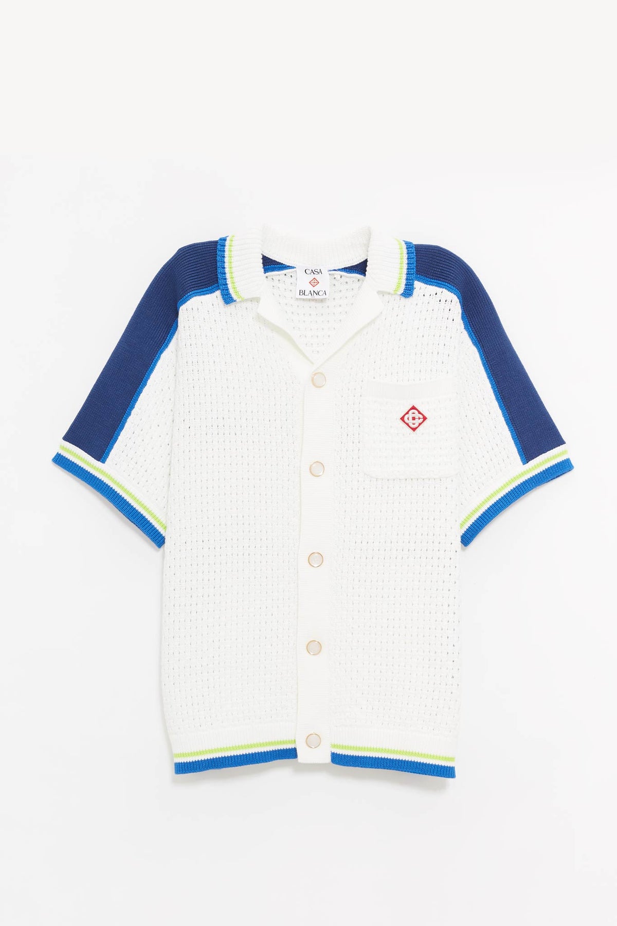 CASABLANCA WHITE BLUE CROCHET SHIRT