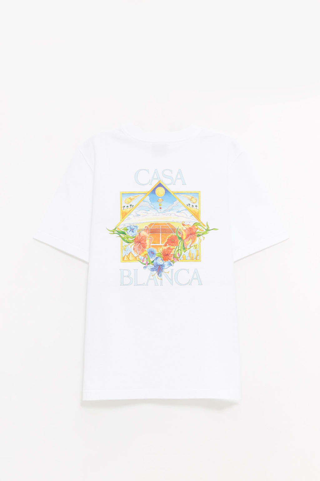 CASABLANCA WHITE FLOWER COURT ICON FLOWER COURT ICON T SHIRT