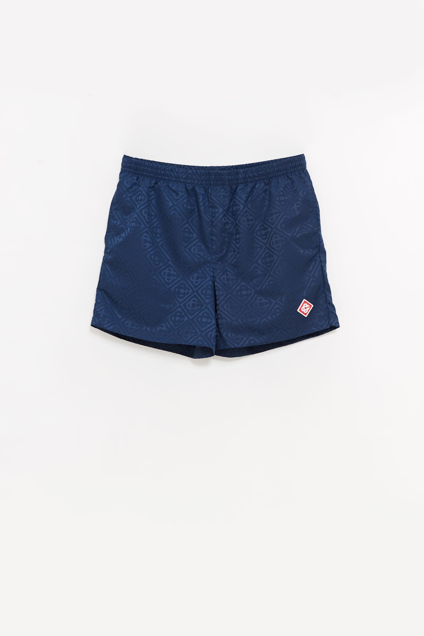CASABLANCA NAVY MONOGRAM JACQUARD SWIM SHORTS