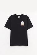 CASABLANCA BLACK TENNIS LANDSCAPE TENNIS LANDSCAPE T SHIRT