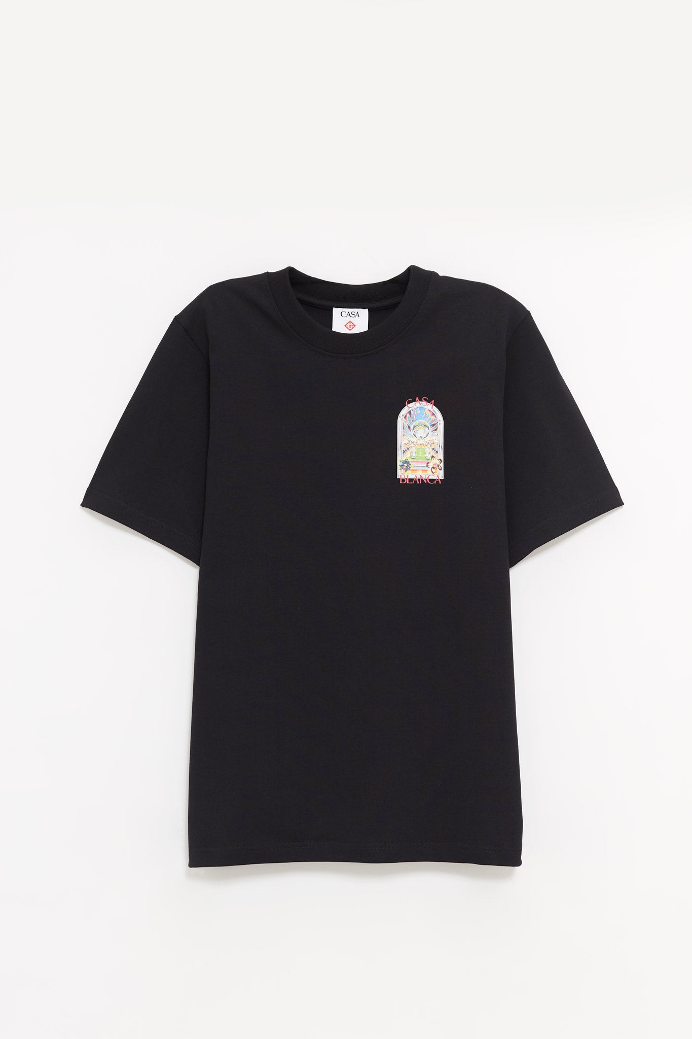 CASABLANCA BLACK TENNIS LANDSCAPE TENNIS LANDSCAPE T SHIRT
