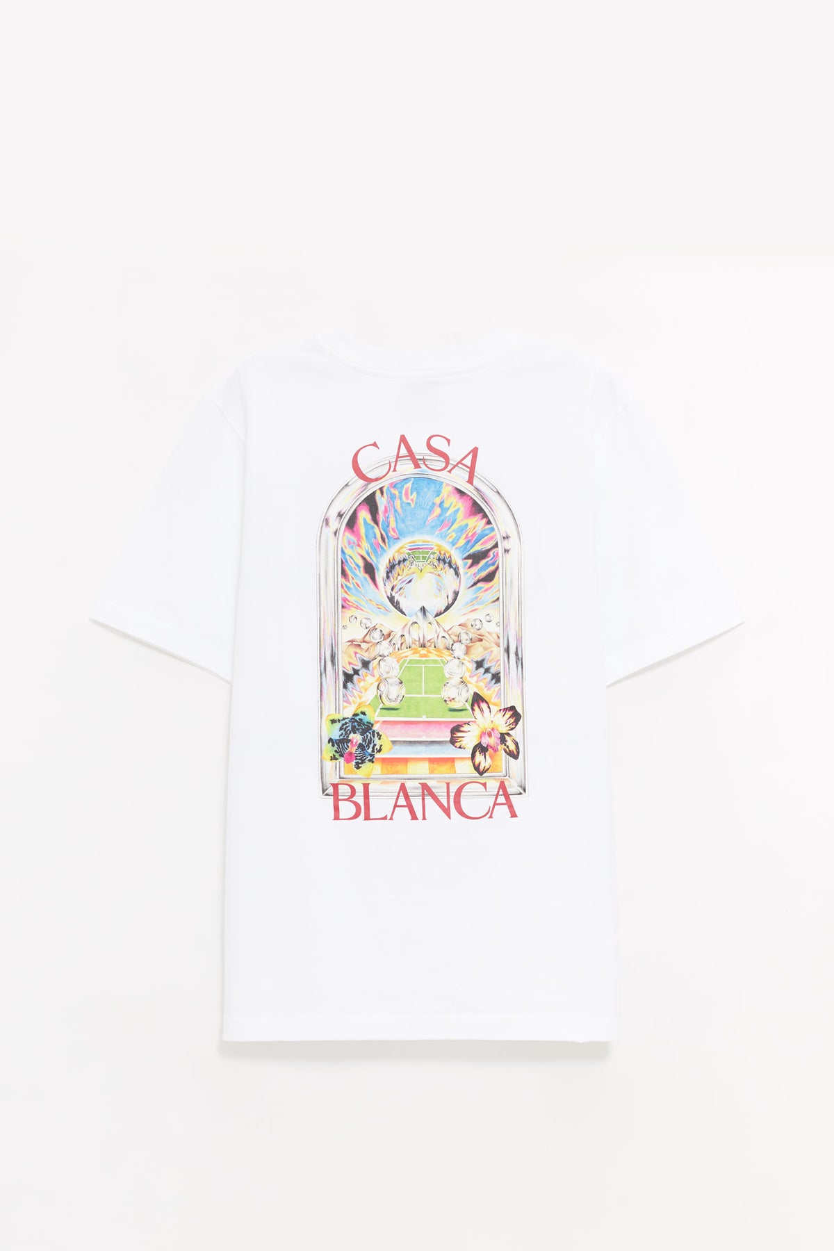 CASABLANCA WHITE TENNIS LANDSCAPE TENNIS LANDSCAPE T SHIRT
