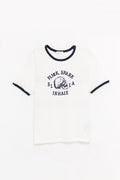 SECOND LAYER WHITE NAVY FLICK SPARK INHALE RINGER T SHIRT