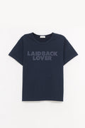 SECOND LAYER WASHED NAVY LAIDBACK LOVER T SHIRT