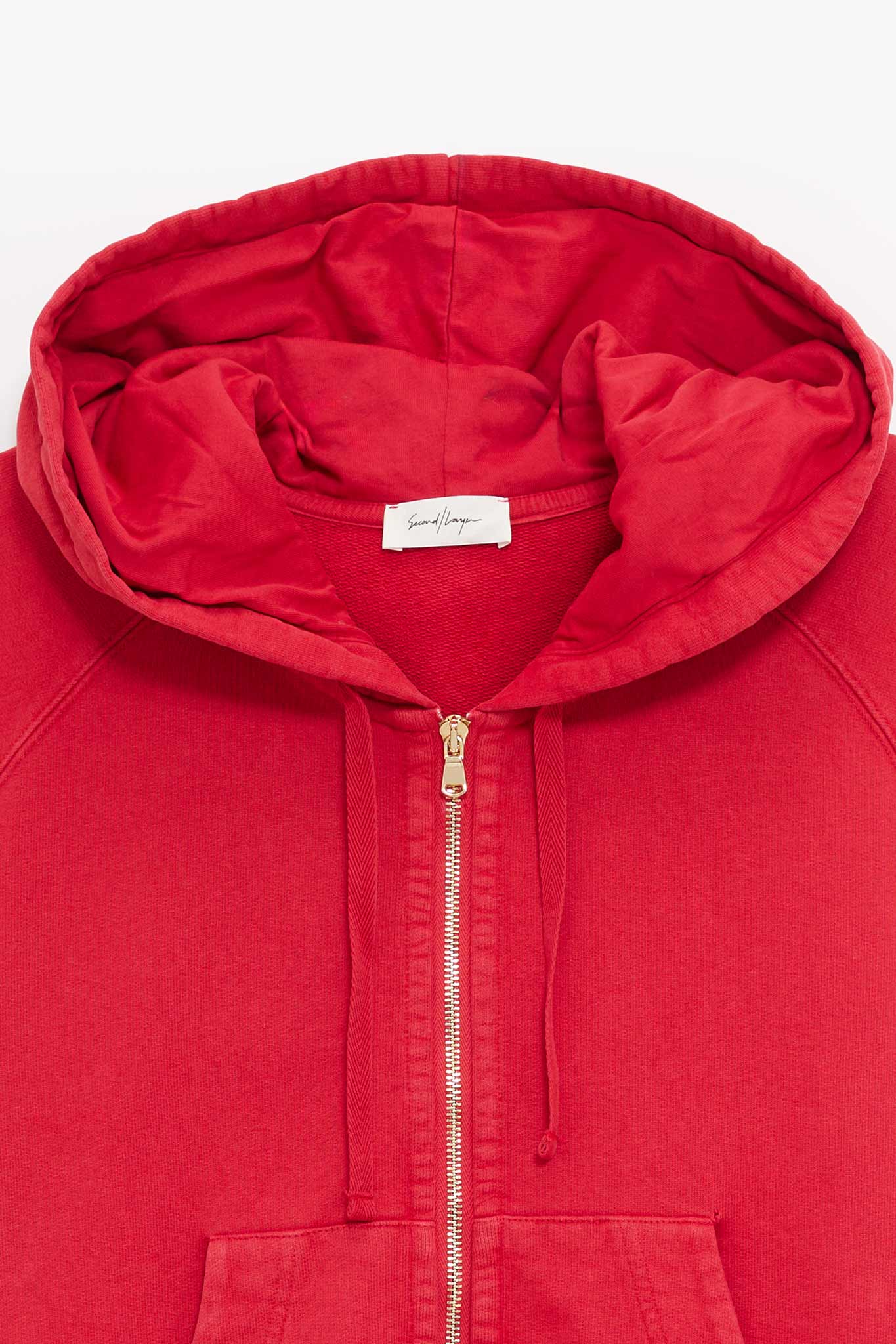 SECOND LAYER WASHED RED ROLA ZIP HOODIE