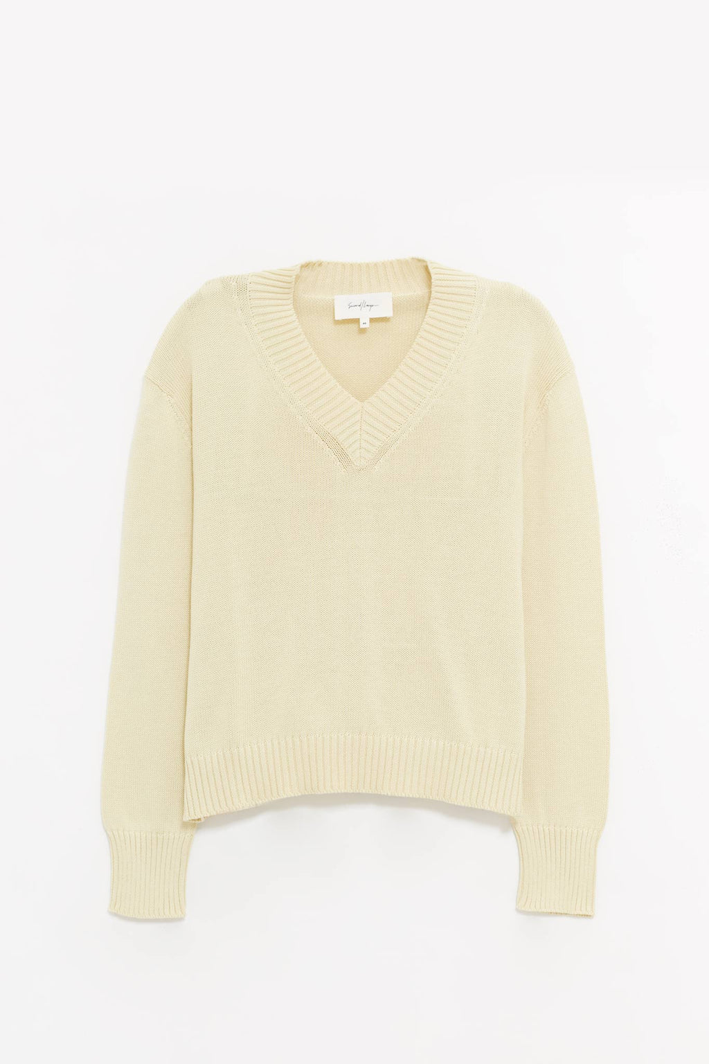 SECOND LAYER PALE YELLOW VEXED V NECK