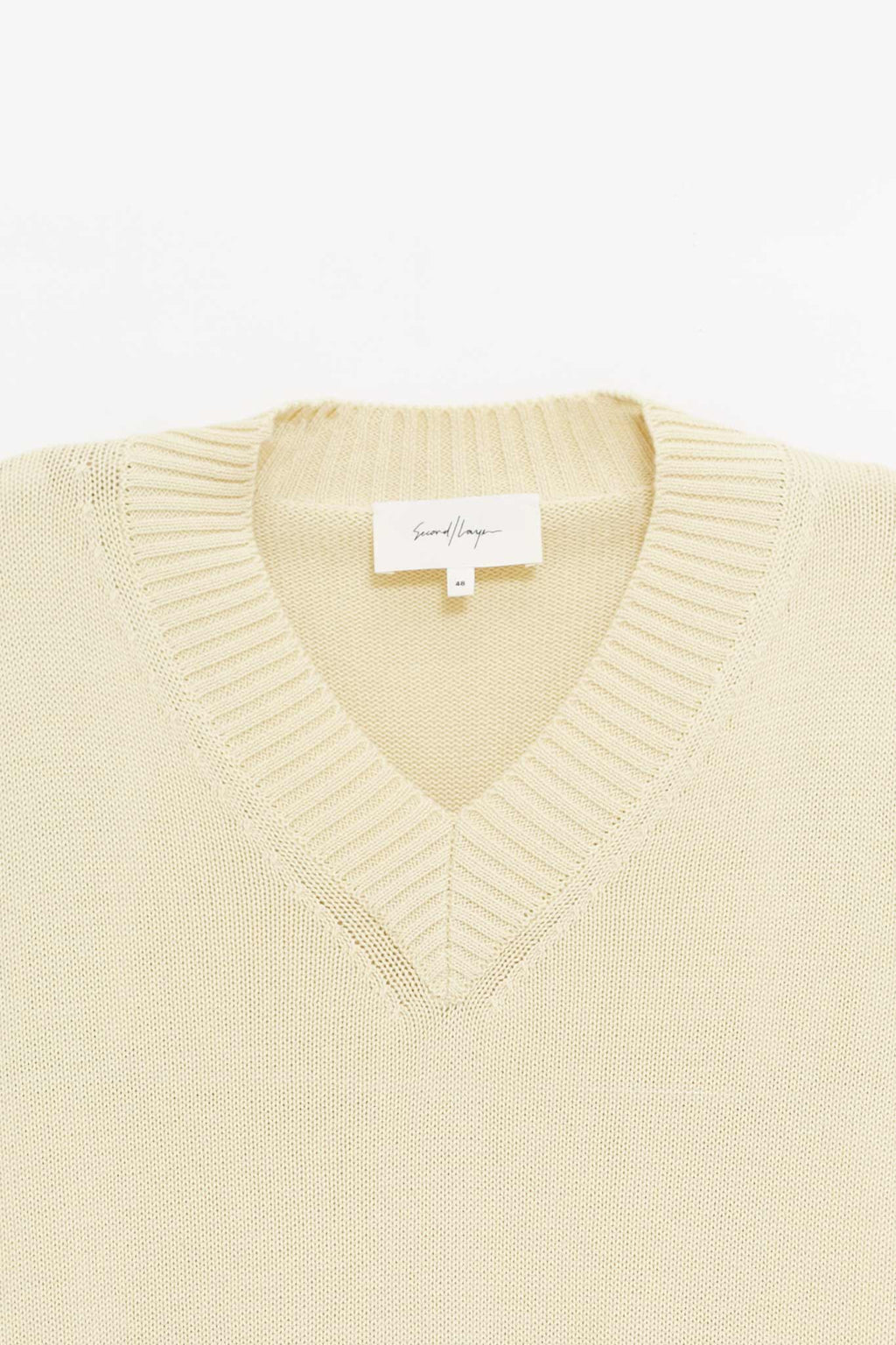 SECOND LAYER PALE YELLOW VEXED V NECK