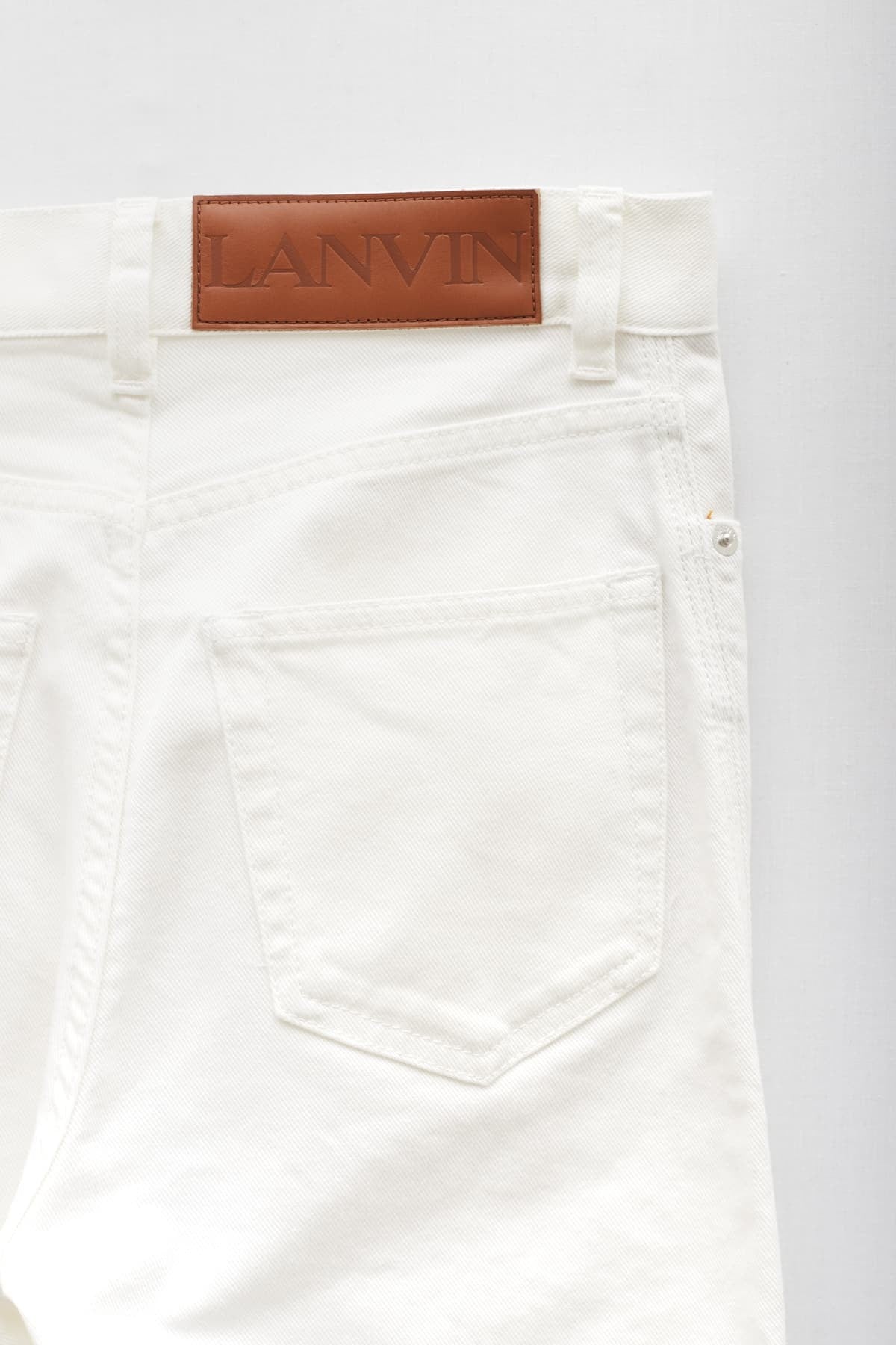 LANVIN OPTIC WHITE DENIM TWISTED REGULAR PANT