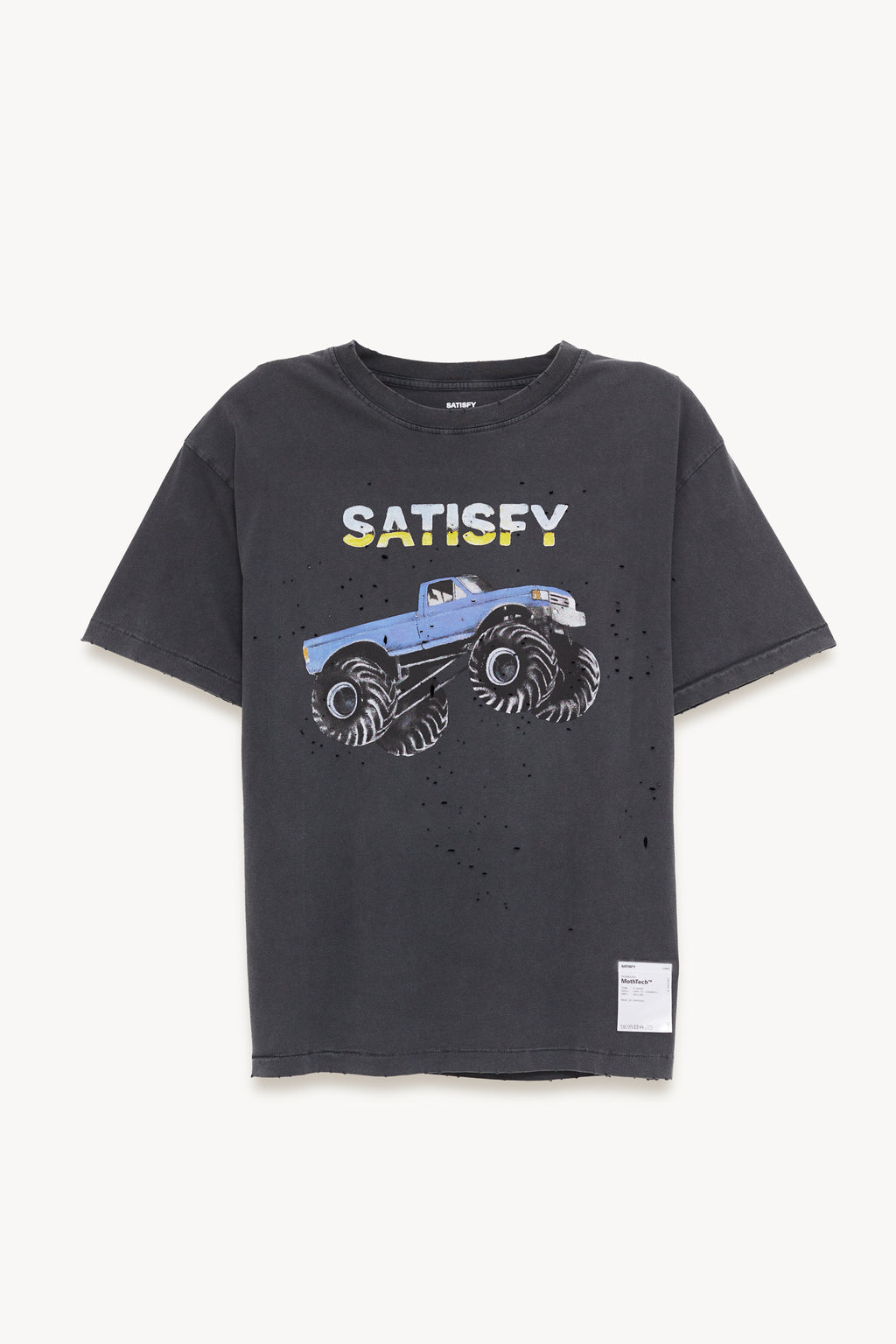 SATISFY AGED BLACK MONSTER TRUCK MOTHTECH T SHIRT