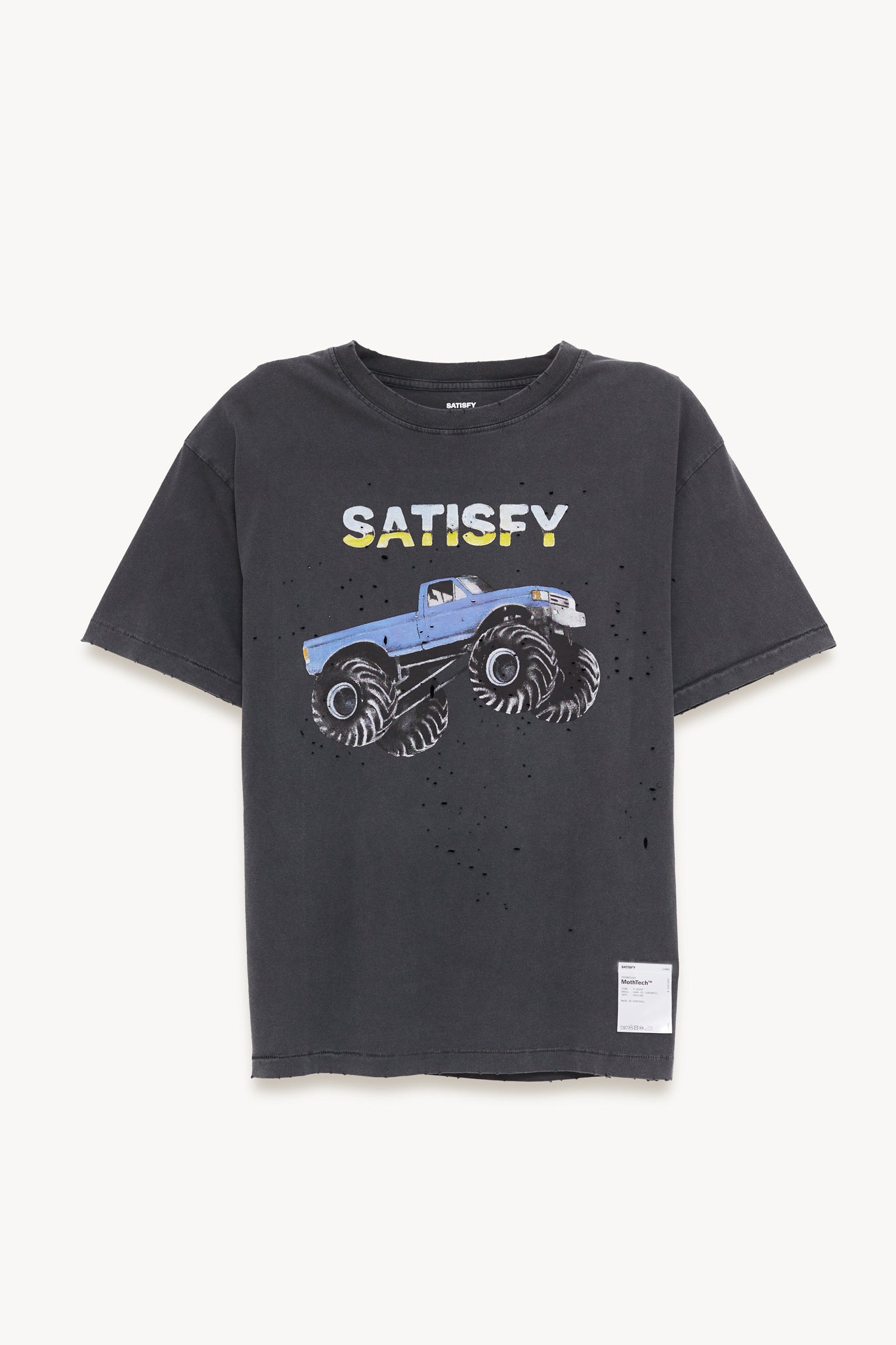 SATISFY AGED BLACK MONSTER TRUCK MOTHTECH T SHIRT