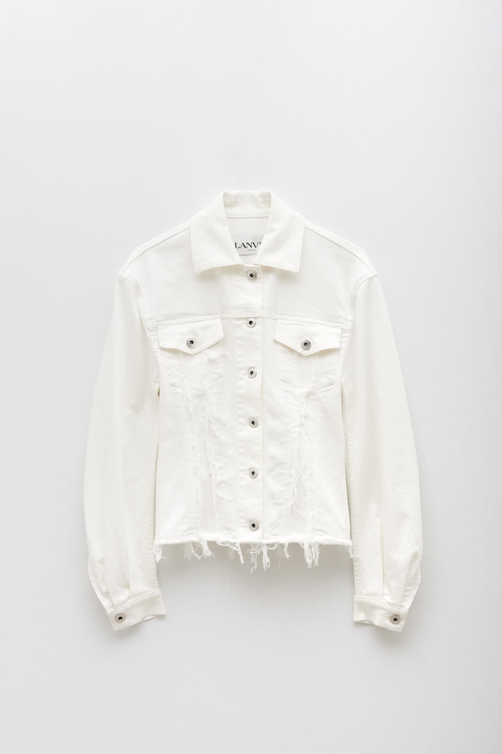 LANVIN OPTIC WHITE DENIM FITTED JACKET