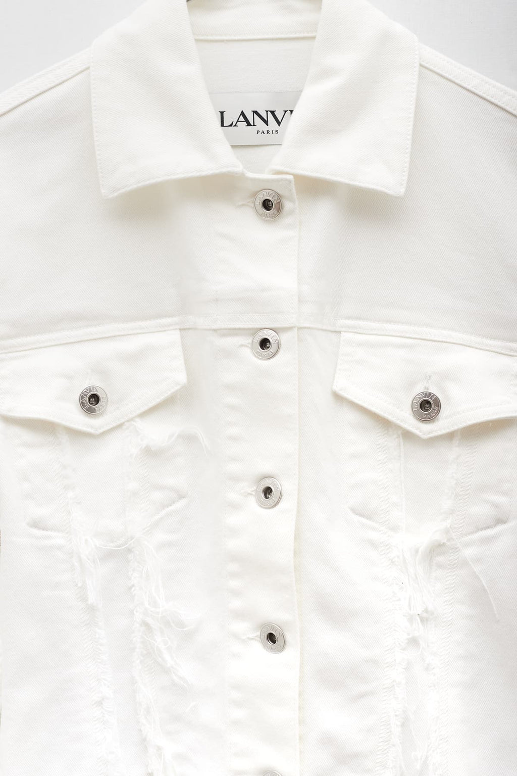 LANVIN OPTIC WHITE DENIM FITTED JACKET