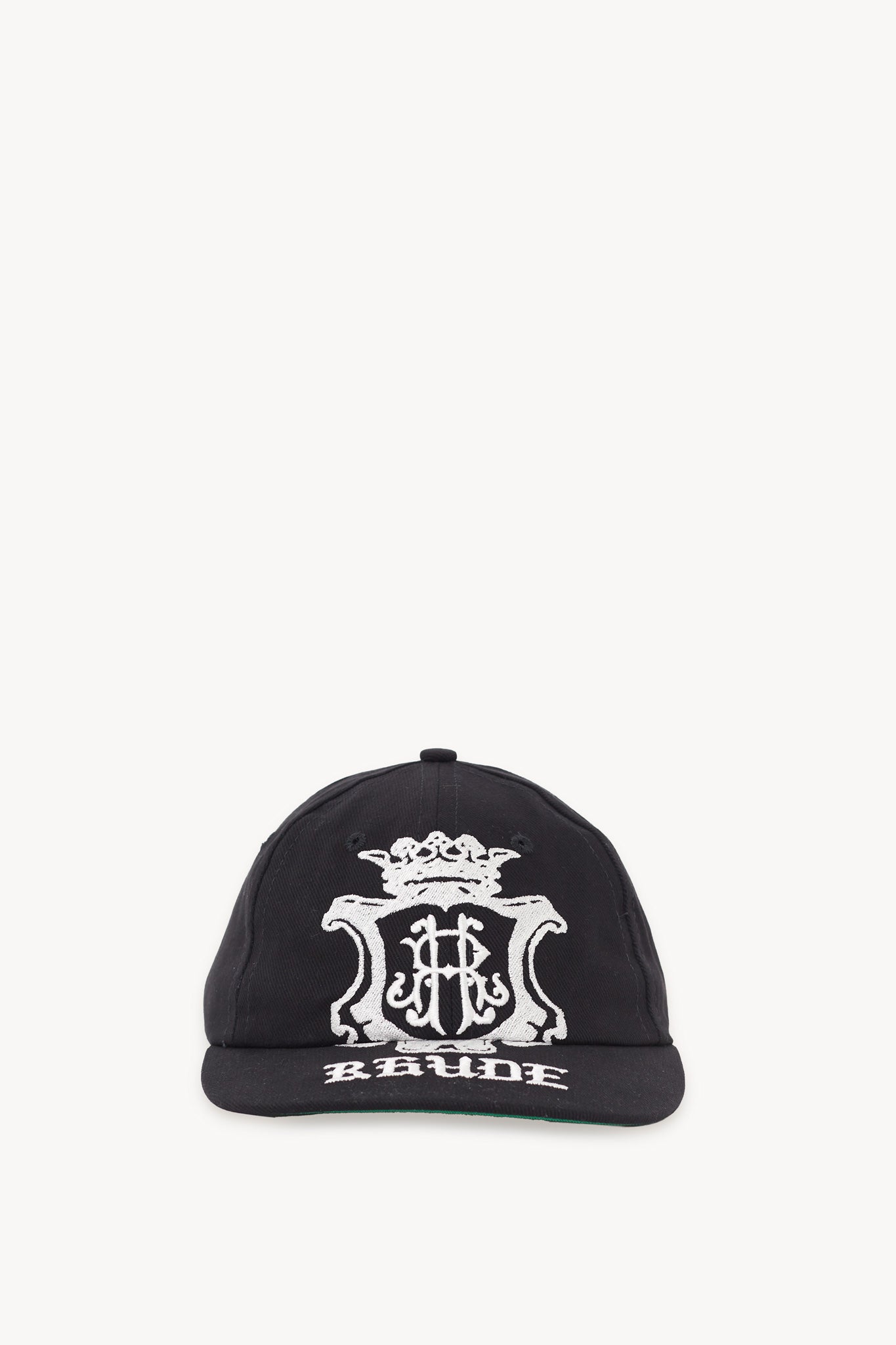 RHUDE BLACK GRAND CRU CREST CURVED BRIM HAT