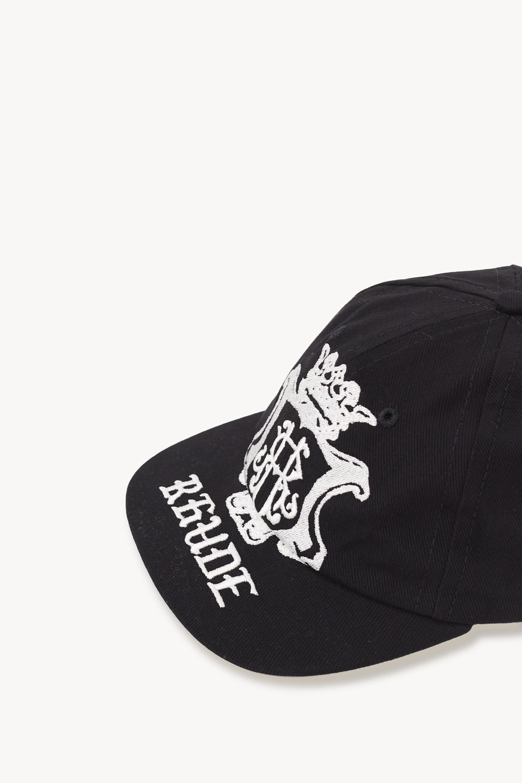 RHUDE BLACK GRAND CRU CREST CURVED BRIM HAT