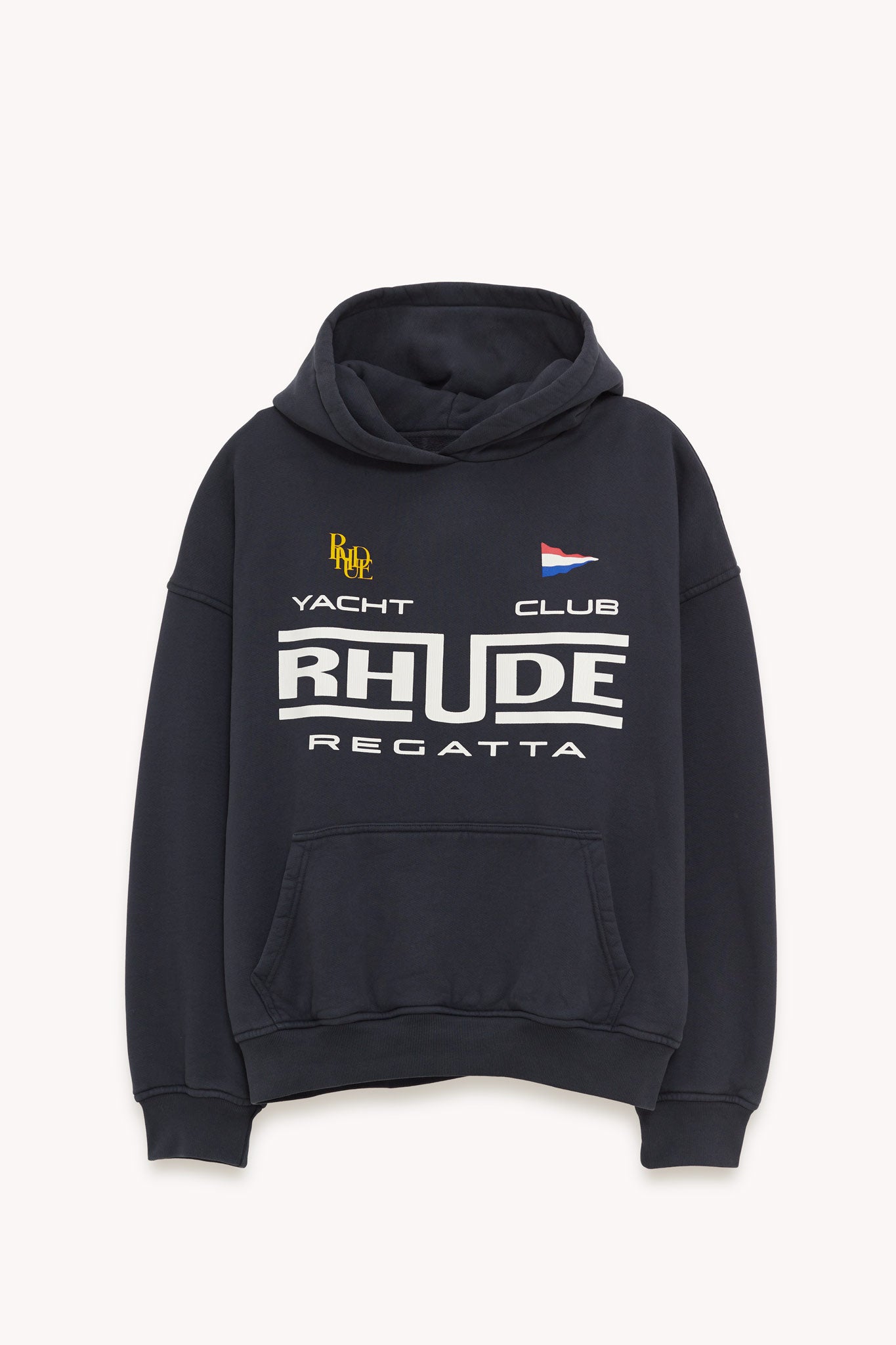 RHUDE VINTAGE BLACK RHUDE REGATTA CLUB HOODIE