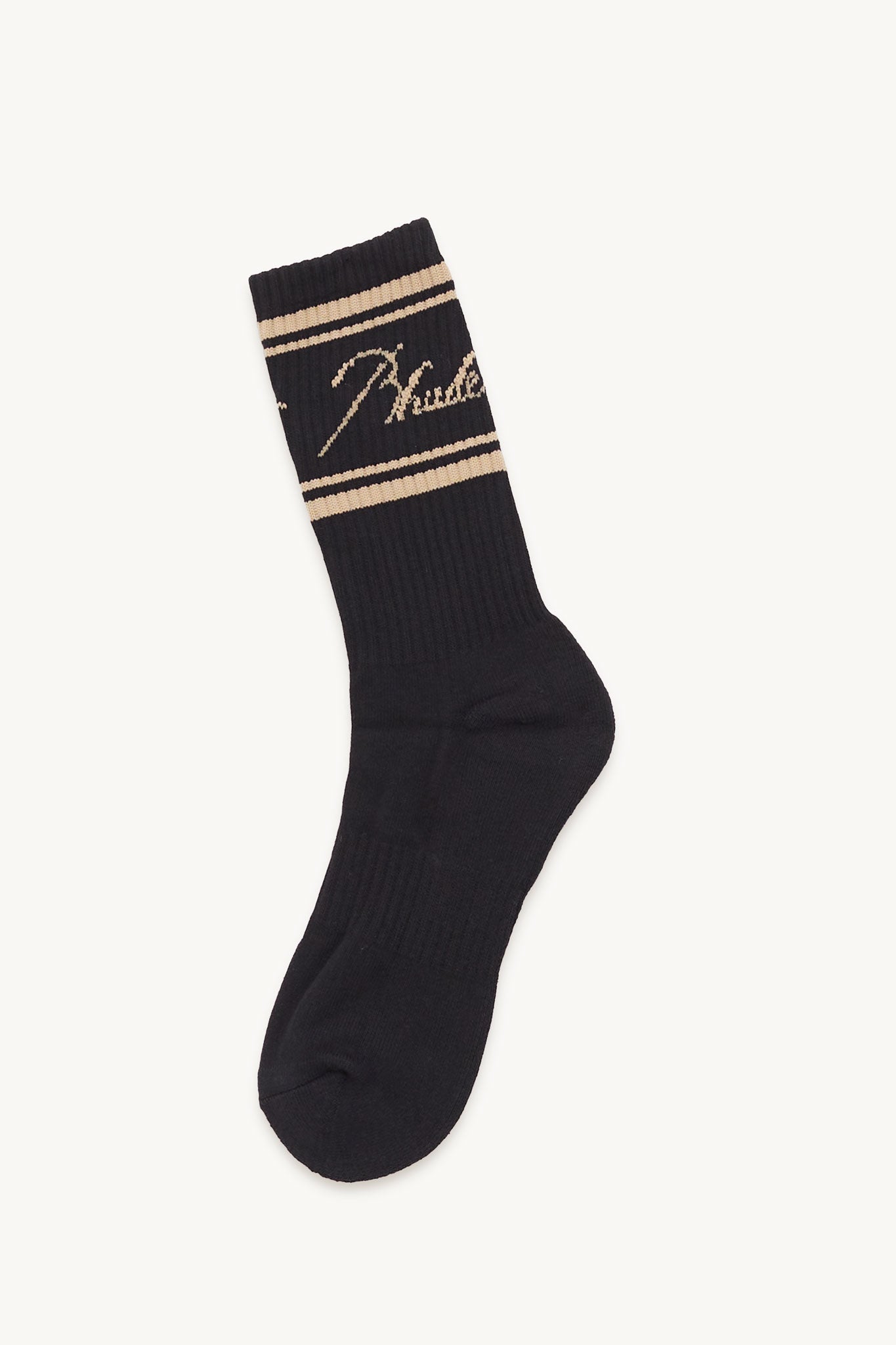 RHUDE BLACK GOLD RHUDE SCRIPT LOGO SOCK