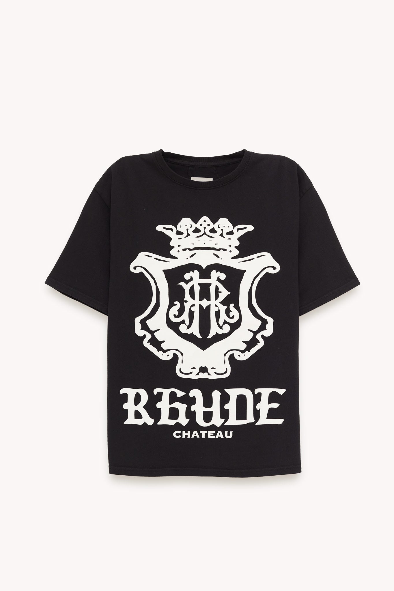 RHUDE BLACK OVERSIZED CHATEAU CREST T SHIRT
