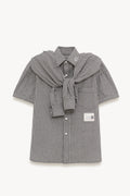 MAISON MIHARA YASUHIRO GREY SHAWL LAYERED SHIRT