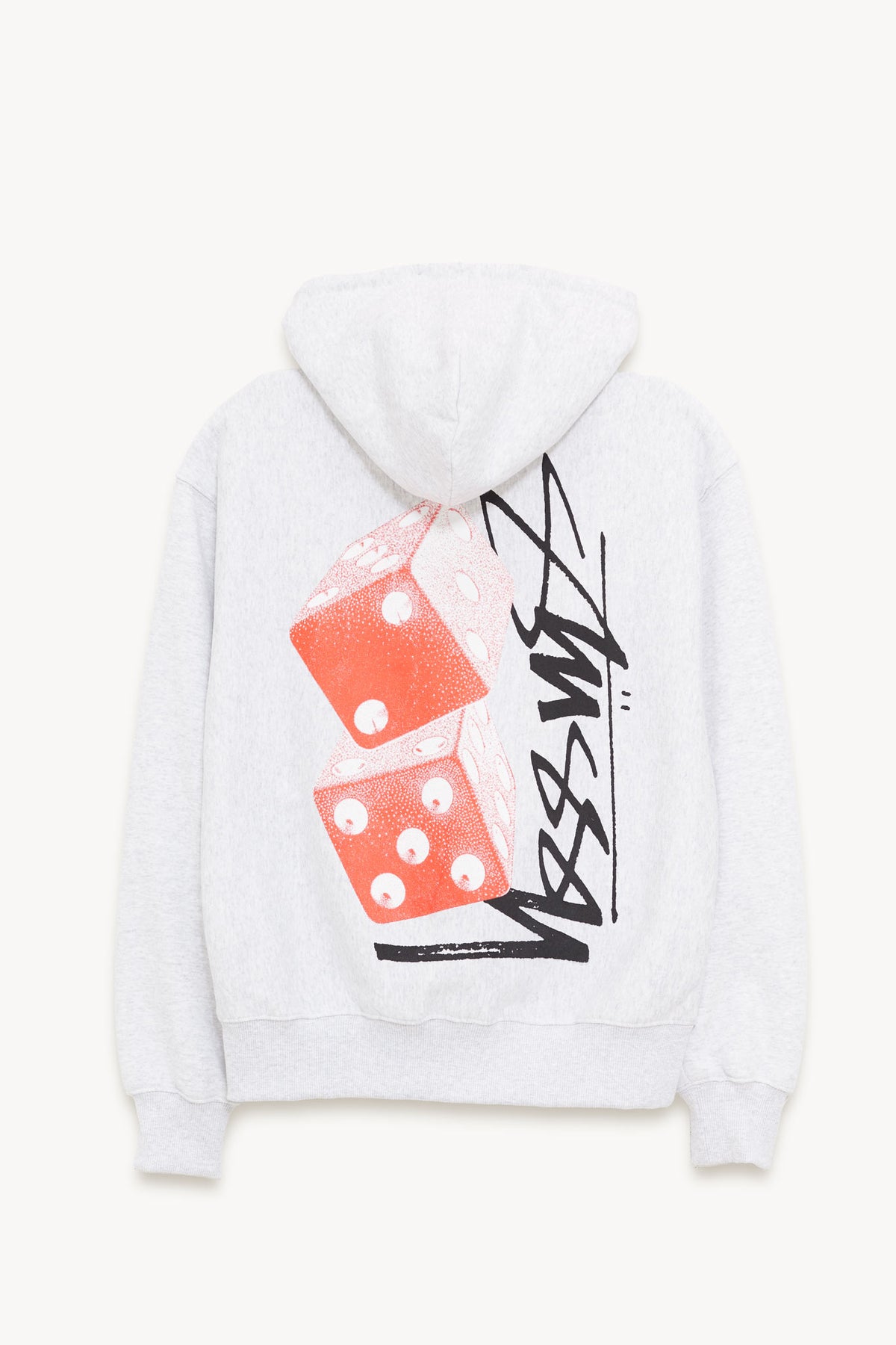 STUSSY ASH GREY TALL DICE ZIP UP HOODIE