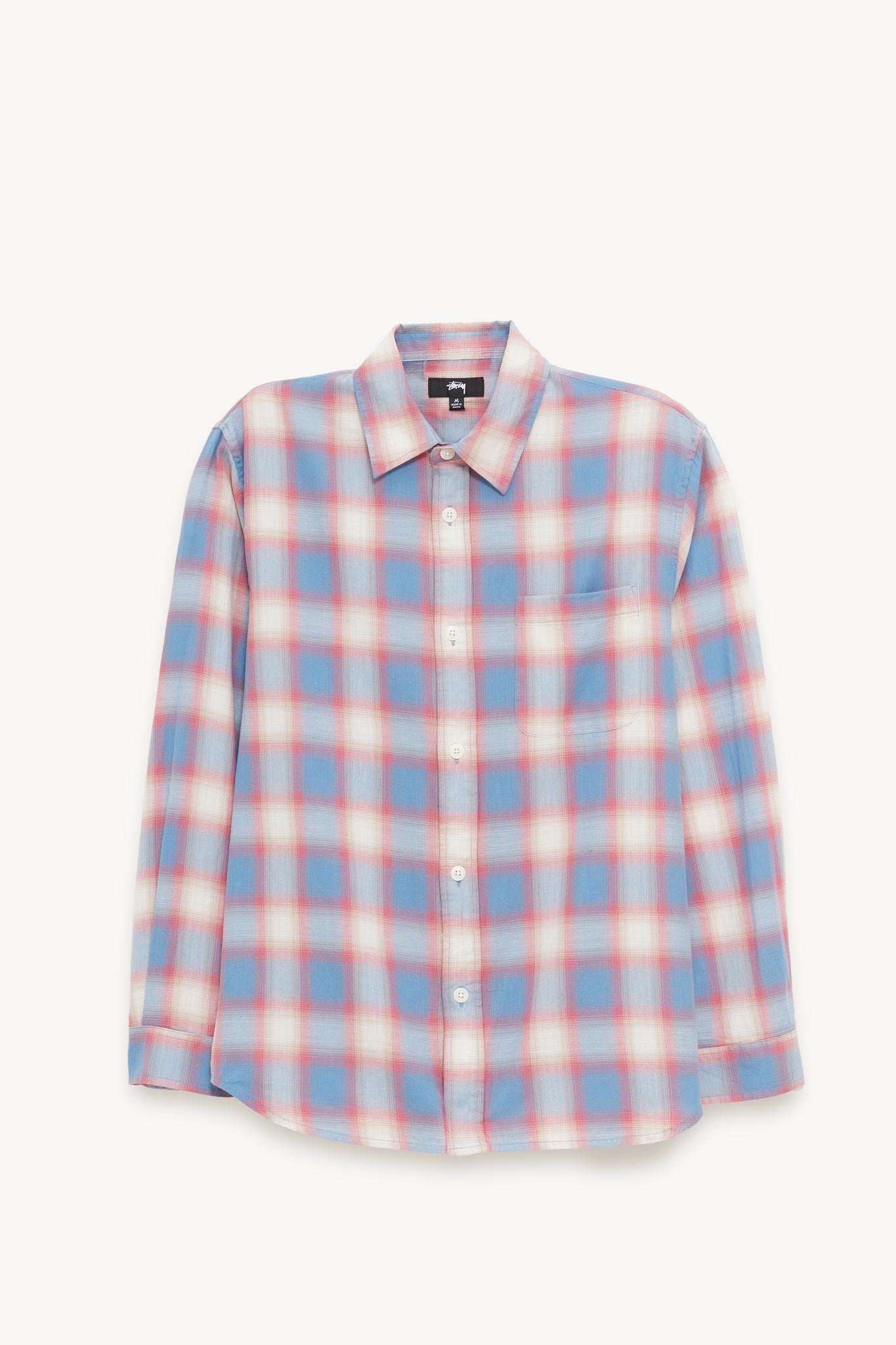 STUSSY BLUE BEACH OMBRE PLAID SHIRT