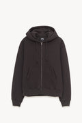 STUSSY BLACK CURSIVE APPLIQUE ZIP UP HOODIE