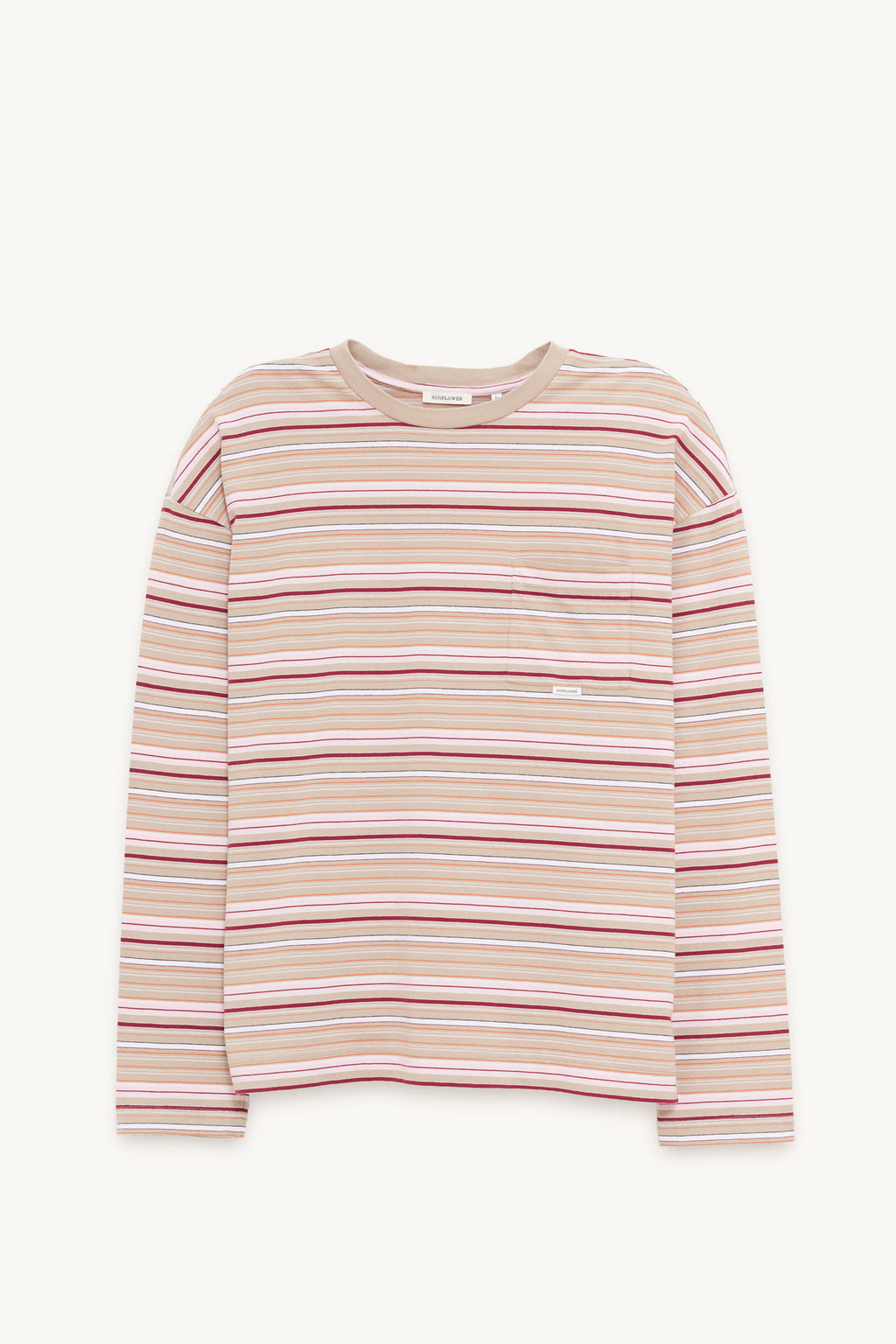 SUNFLOWER BEIGE STRIPE LS POCKET T SHIRT