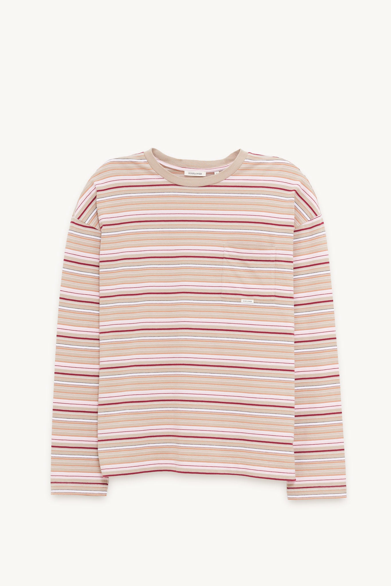 SUNFLOWER BEIGE STRIPE LS POCKET T SHIRT