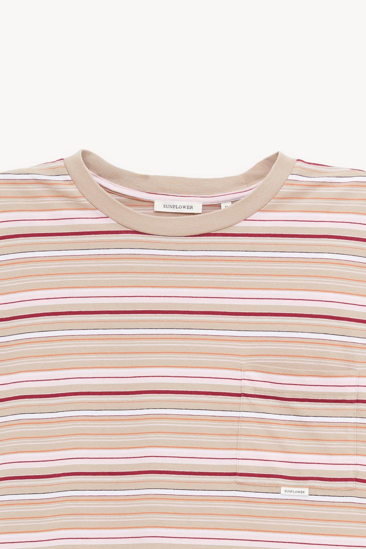 SUNFLOWER BEIGE STRIPE LS POCKET T SHIRT