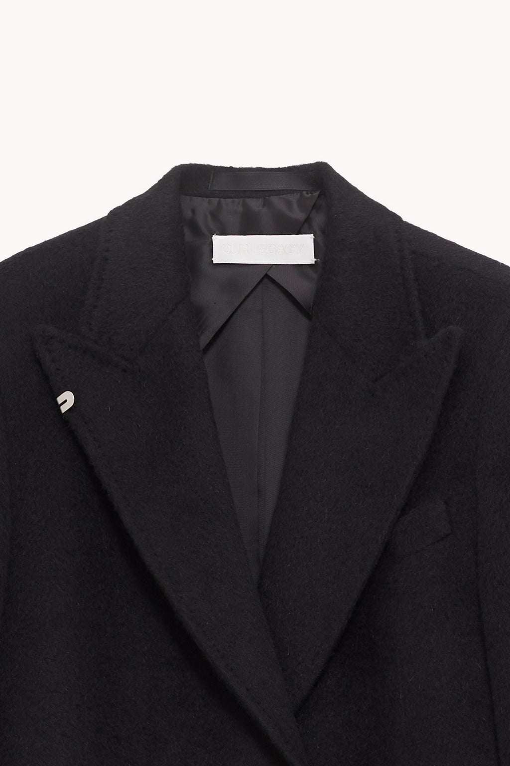 OUR LEGACY BLACK HAIRY WOOL MANTA COAT