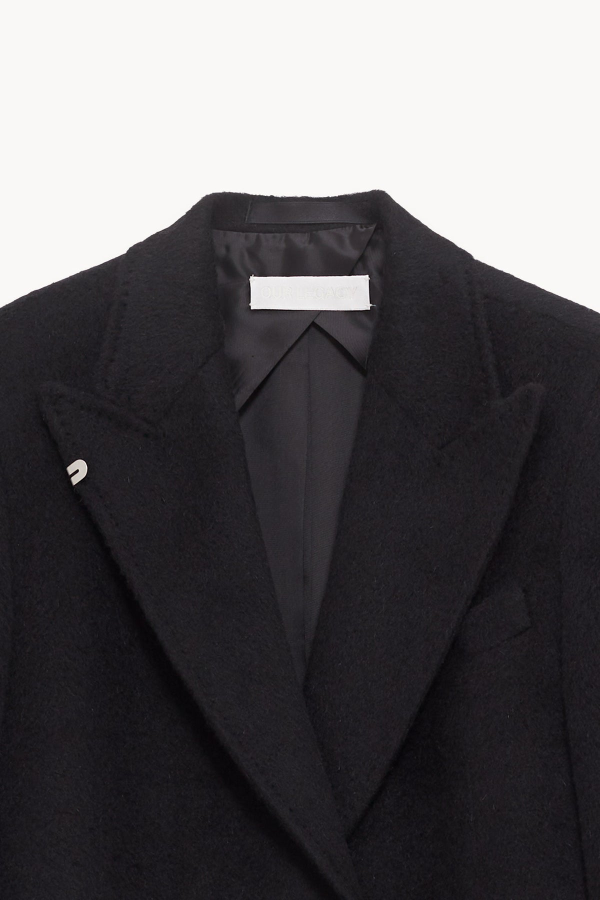 OUR LEGACY BLACK HAIRY WOOL MANTA COAT