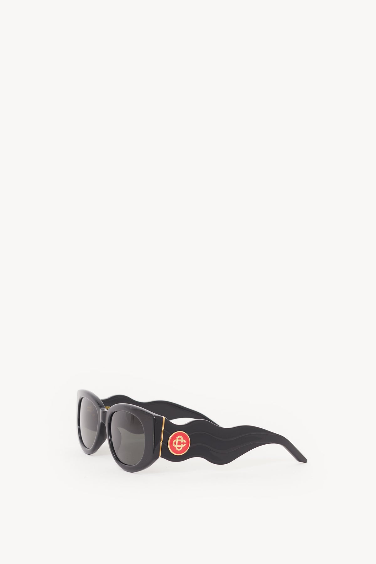 CASABLANCA BLACK OVAL WAVE SUNGLASSES