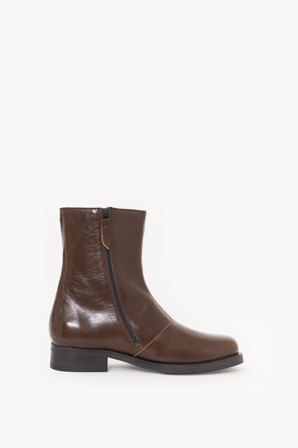 OUR LEGACY OLIVE LEATHER CAMION BOOTS