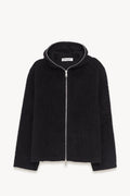 OUR LEGACY BLACK HAIRY WOOL FULL ZIP HOODIE CARDIGAN