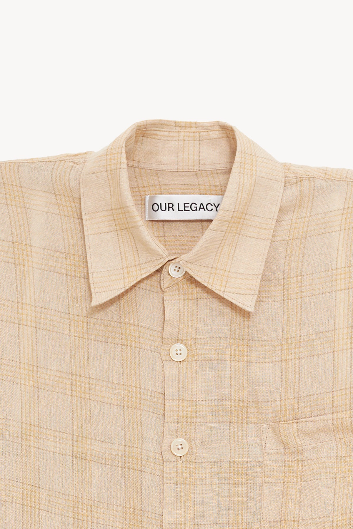 OUR LEGACY VACAY CHECK GAUZE LINEN ABOVE SHIRT