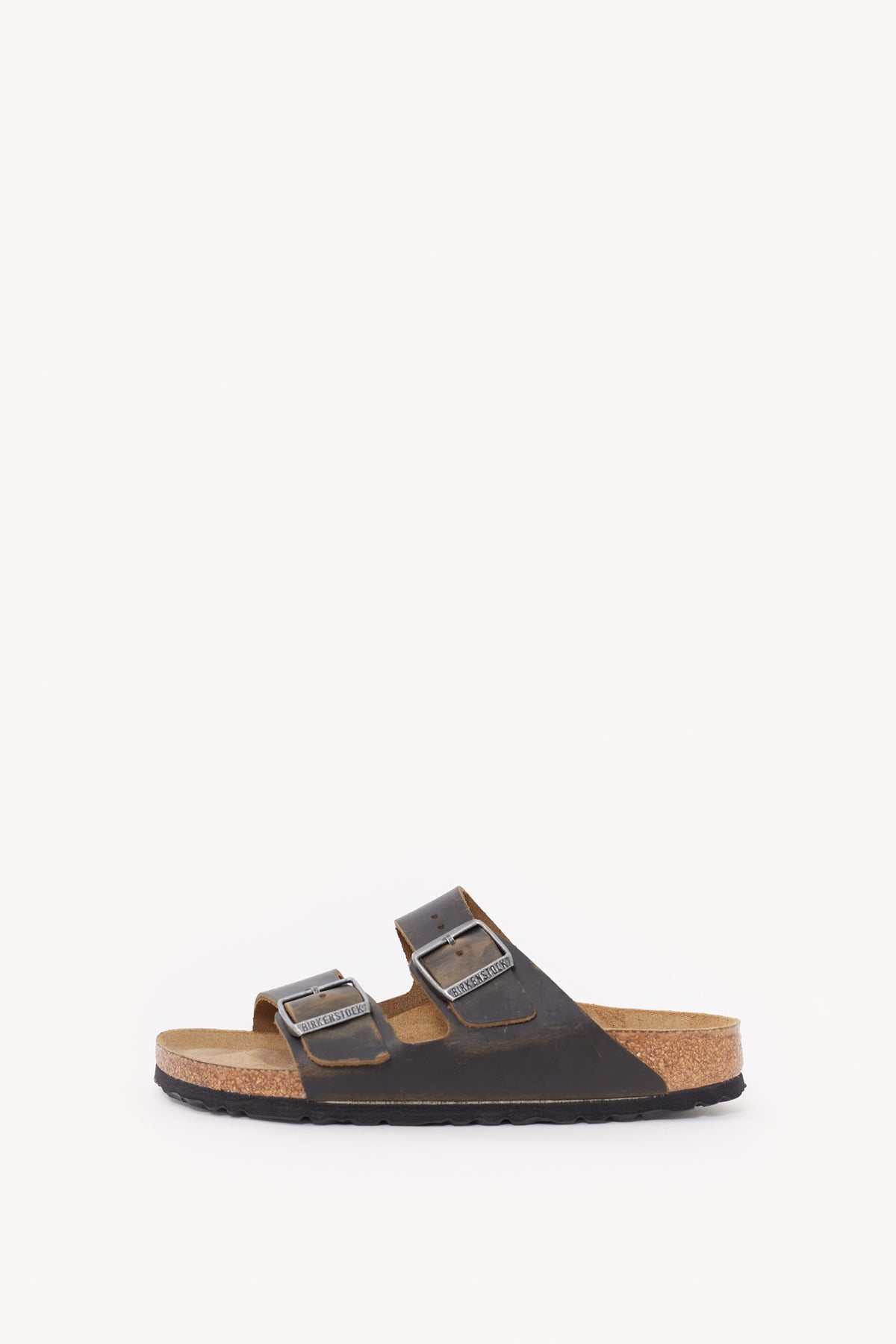 BIRKENSTOCK FADED KHAKI ARIZONA REGULAR SOFT FOOTBED OILED LEATHER SANDALS