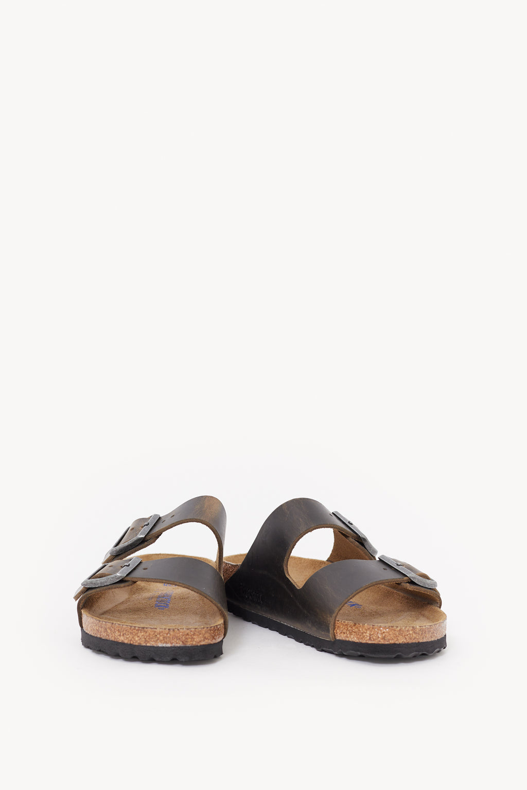 BIRKENSTOCK FADED KHAKI ARIZONA NARROWARIZONA SOFT FOOTBED OILED LEATHER SANDALS