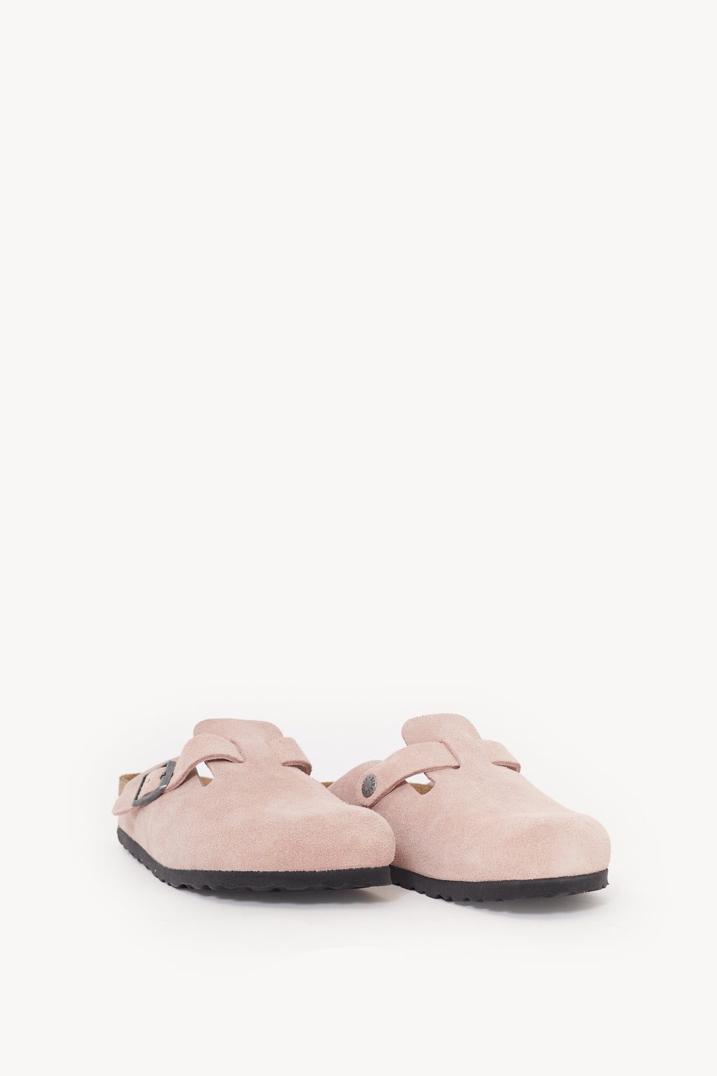 BIRKENSTOCK PINK CLAY BOSTON NARROW SUEDE LEATHER CLOGS