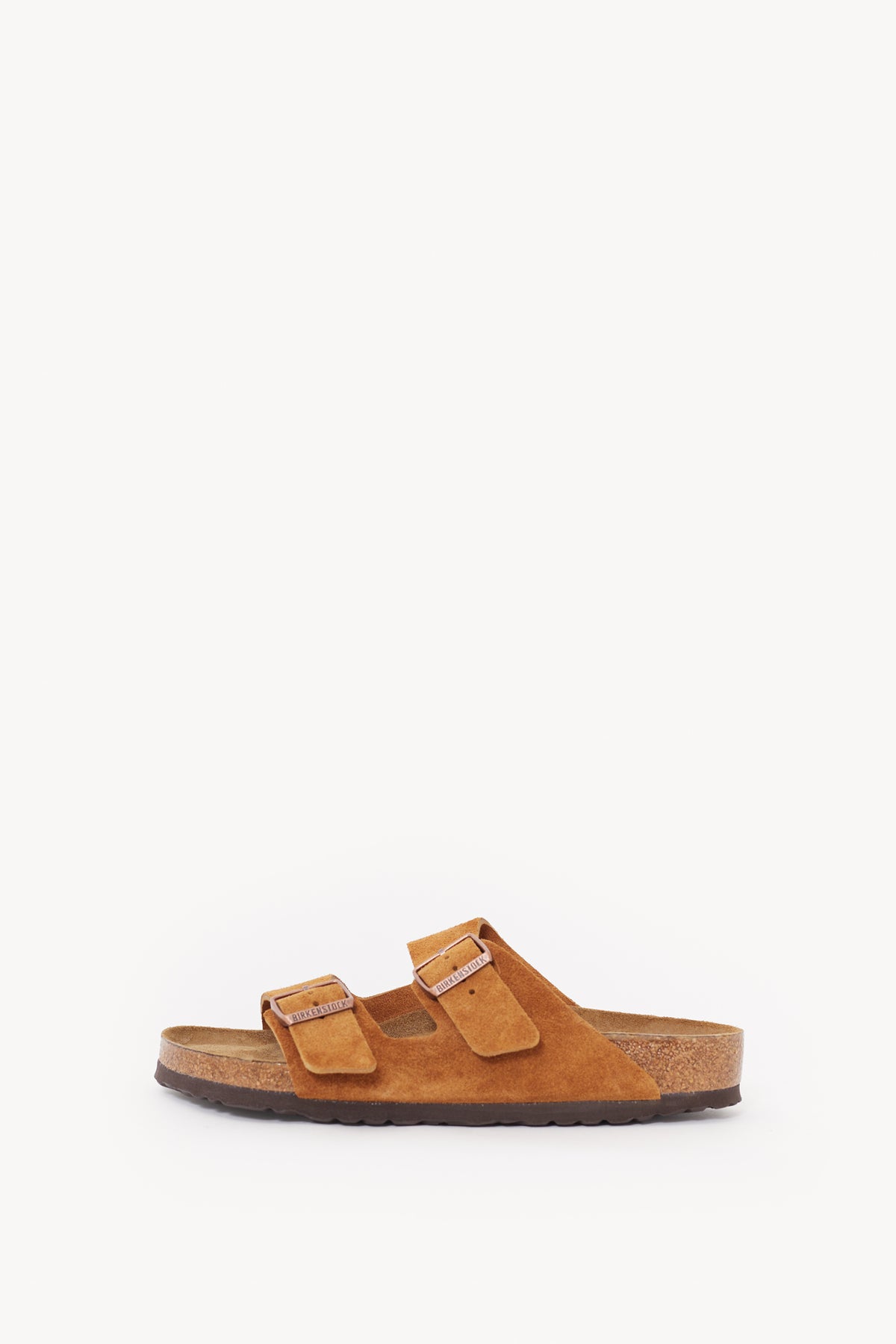 BIRKENSTOCK MINK ARIZONA REGULAR SOFT FOOTBED SUEDE LEATHER SANDALS
