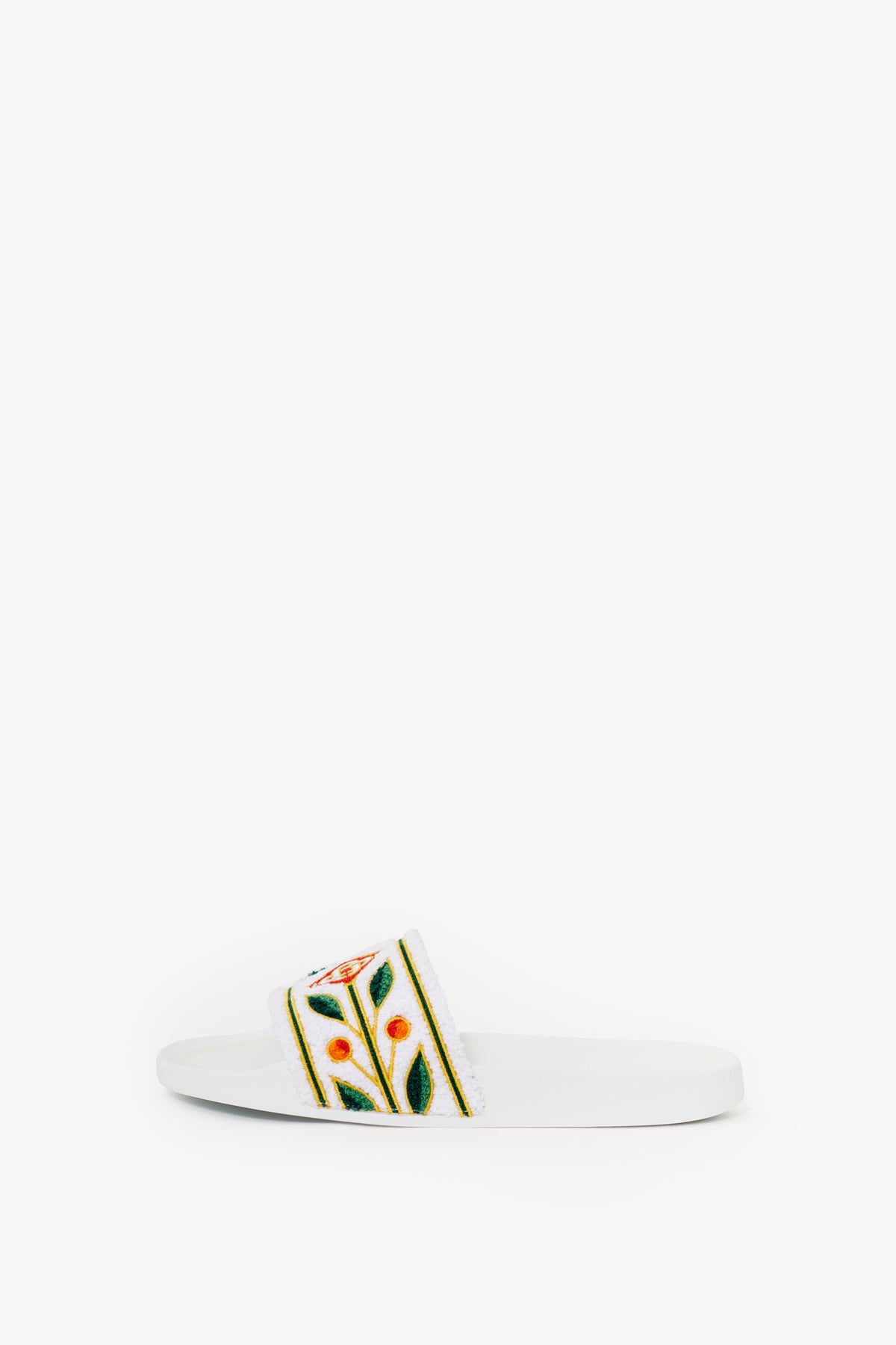 CASABLANCA WHITE EMBROIDERED TERRY SLIDES