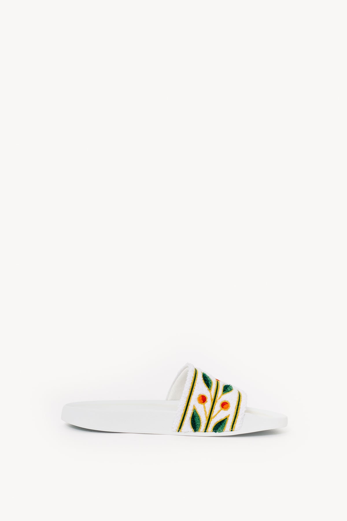 CASABLANCA WHITE EMBROIDERED TERRY SLIDES