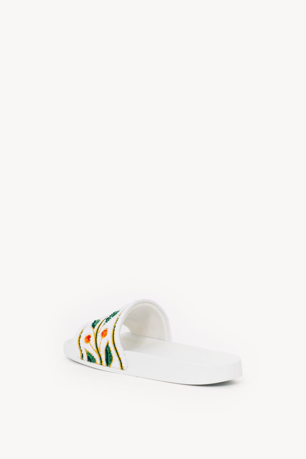 CASABLANCA WHITE EMBROIDERED TERRY SLIDES