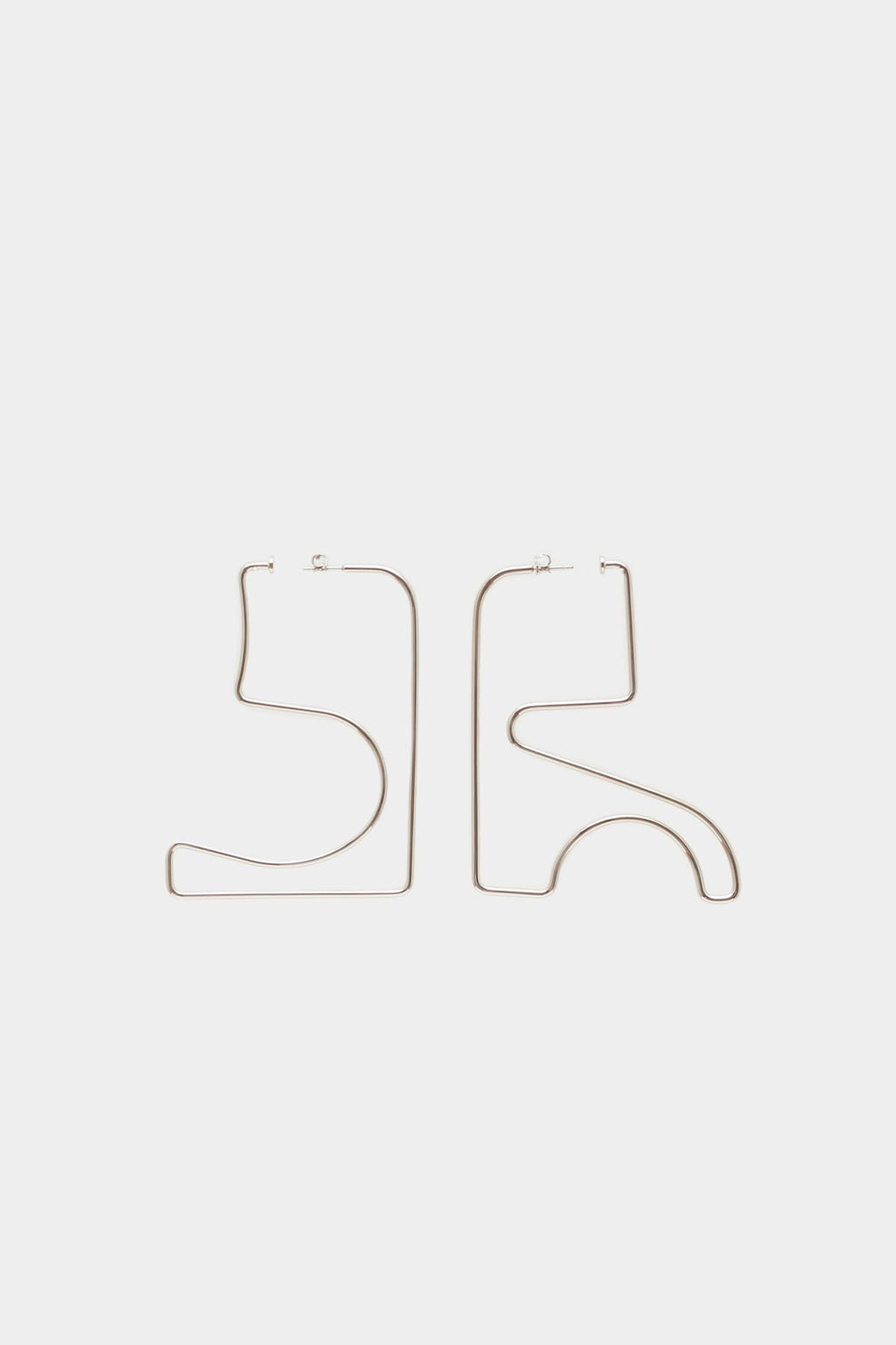 COURREGES SILVER MEDIUM AC METAL 8CM EARRINGS