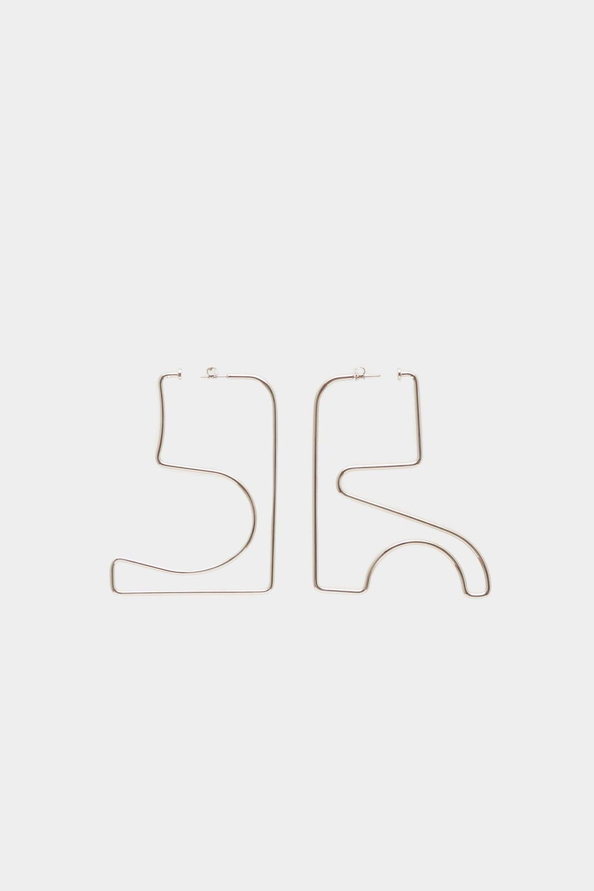 COURREGES SILVER MEDIUM AC METAL 8CM EARRINGS