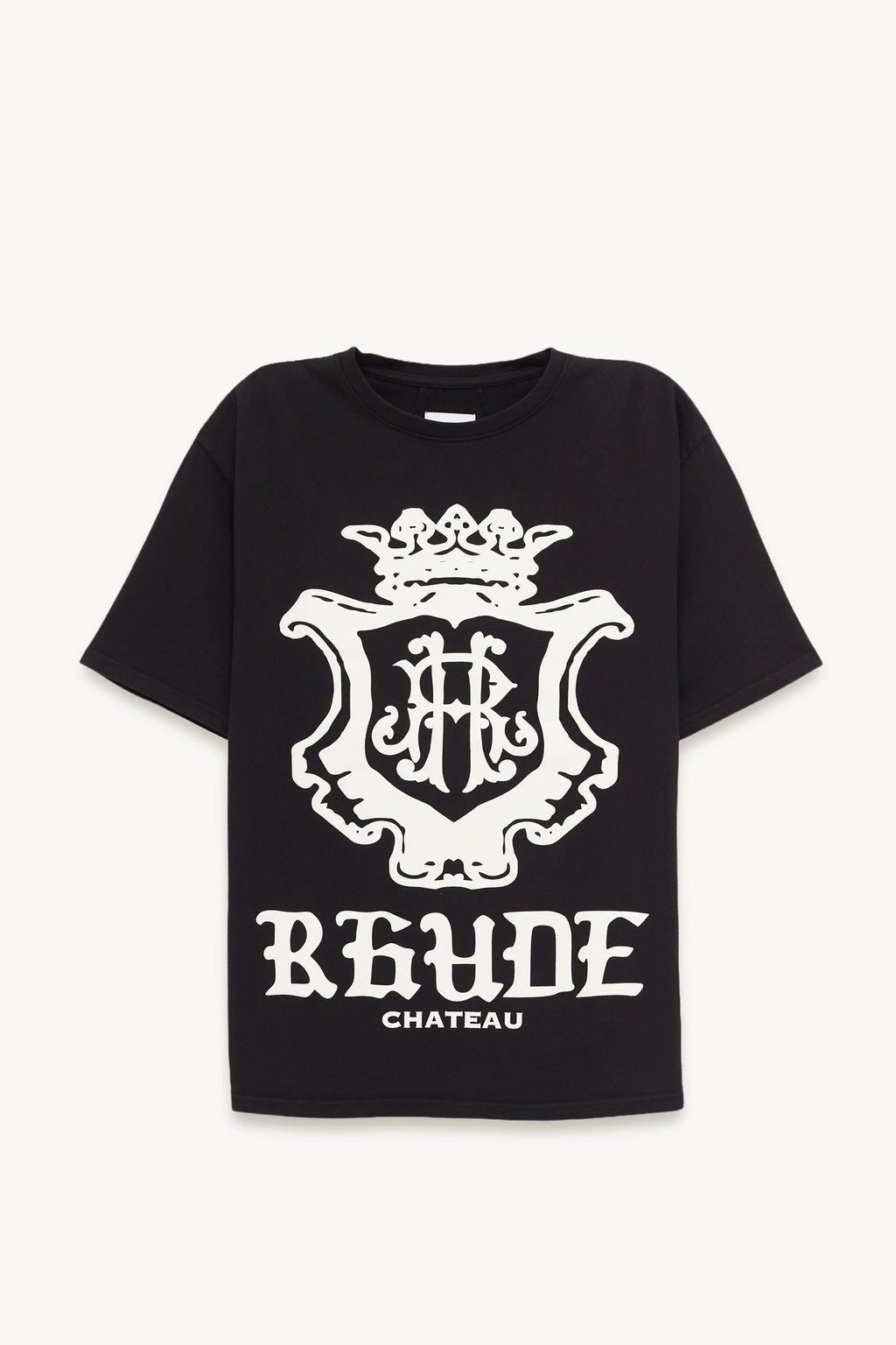 RHUDE BLACK OVERSIZED CHATEAU CREST T SHIRT