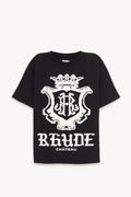 RHUDE BLACK OVERSIZED CHATEAU CREST T SHIRT