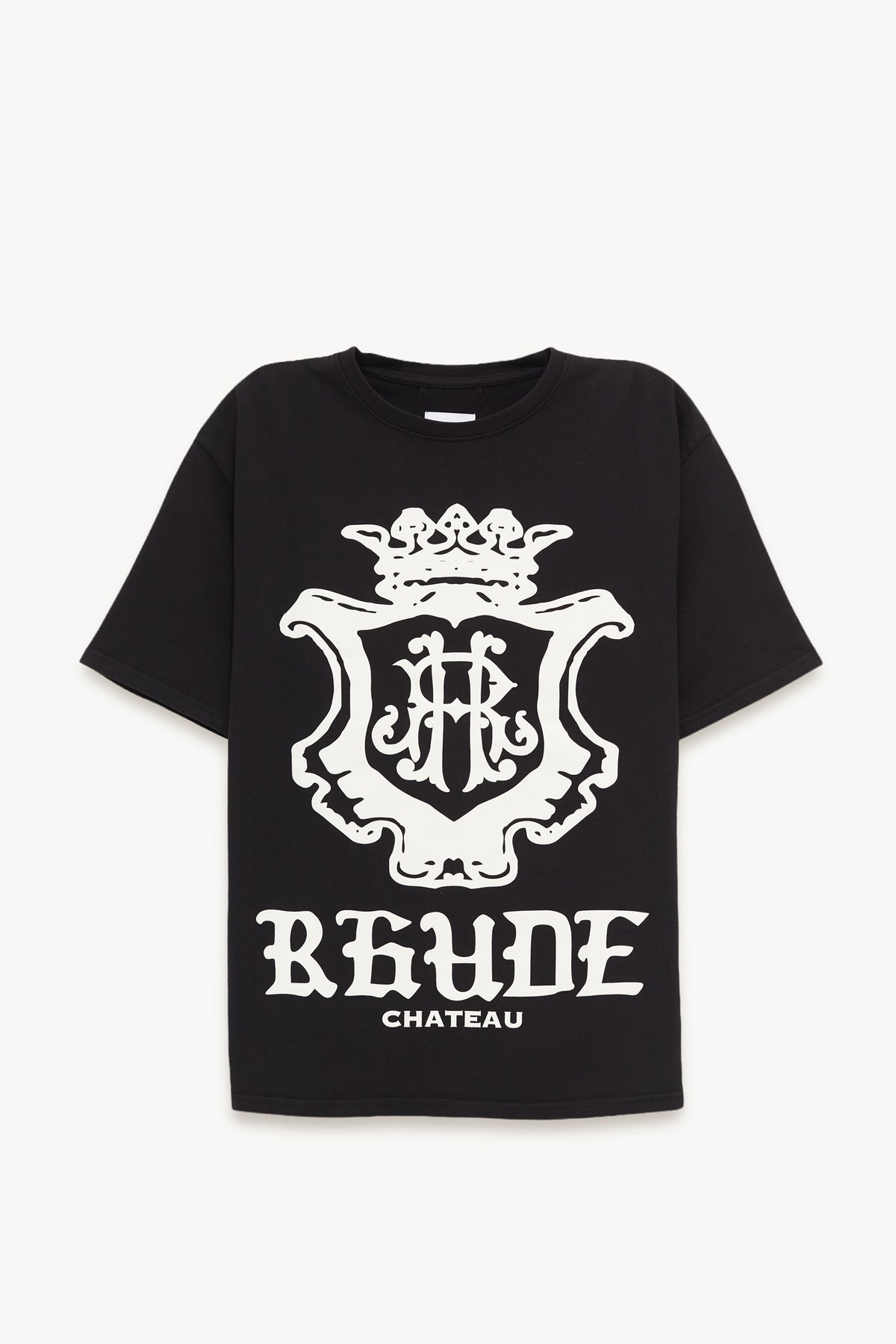 RHUDE BLACK OVERSIZED CHATEAU CREST T SHIRT