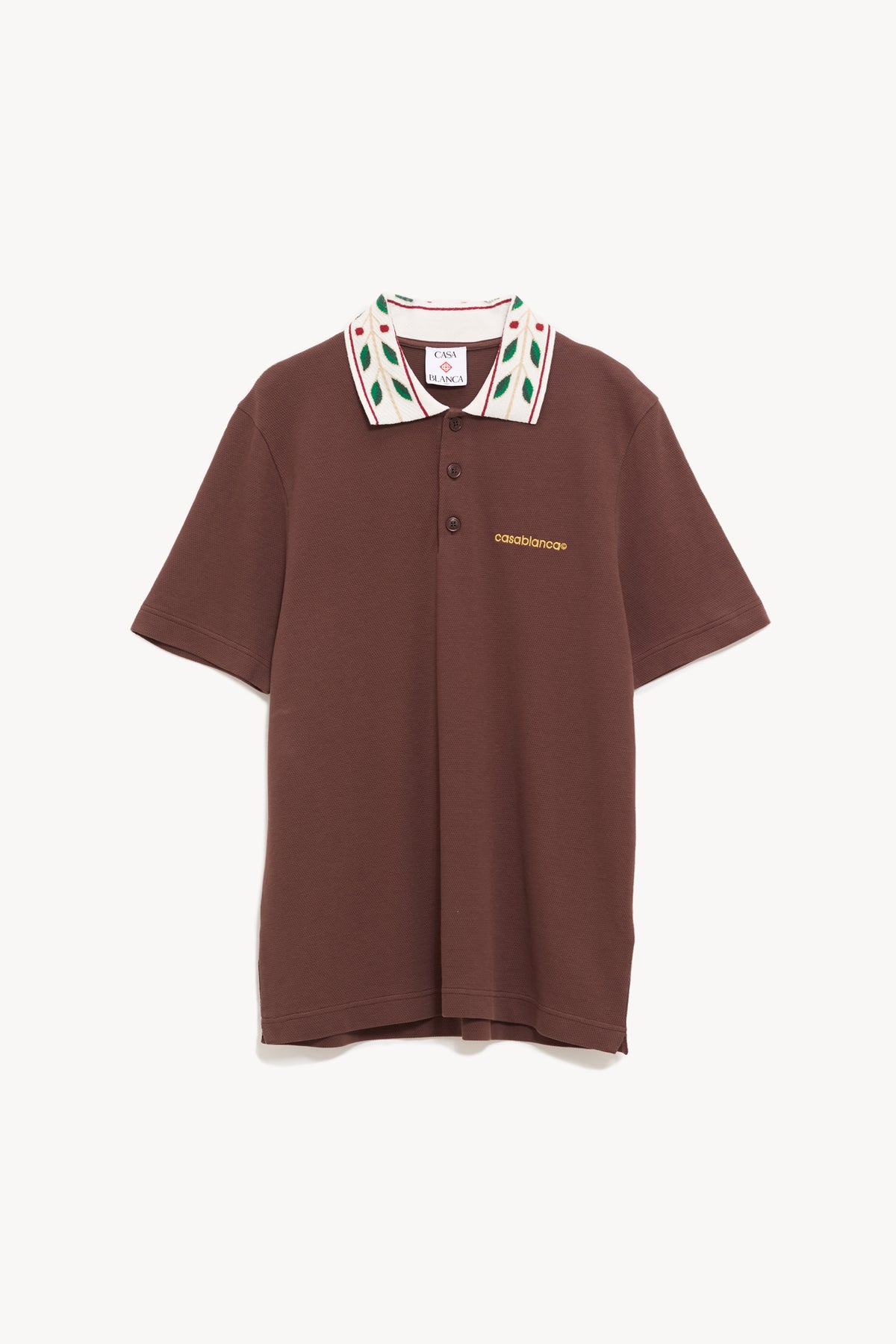 CASABLANCA BROWN LAUREL PIQUE POLO