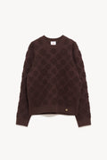 CASABLANCA DARK BROWN TEXTURED MONOGRAM SWEATER
